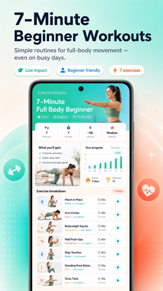 7-minute beginner workouts
